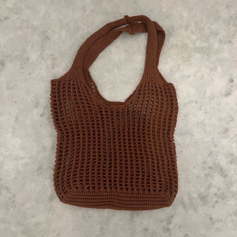 Brown Crochet Tote Bag